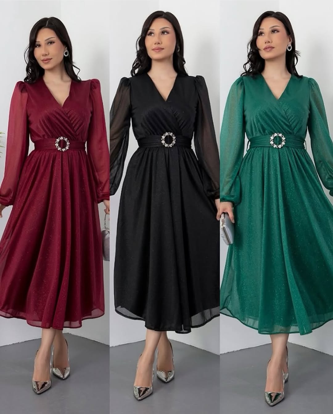 OLMERIA | ELEGANCKA SUKIENKA MIDI Z PASKIEM