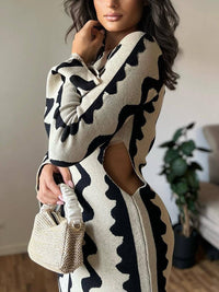 ALEKSANDRA | SUKIENKA MAXI DZIANINOWA Z ELEGANCKIMI WYCIĘCIAMI