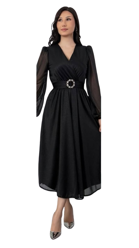 OLMERIA | ELEGANCKA SUKIENKA MIDI Z PASKIEM
