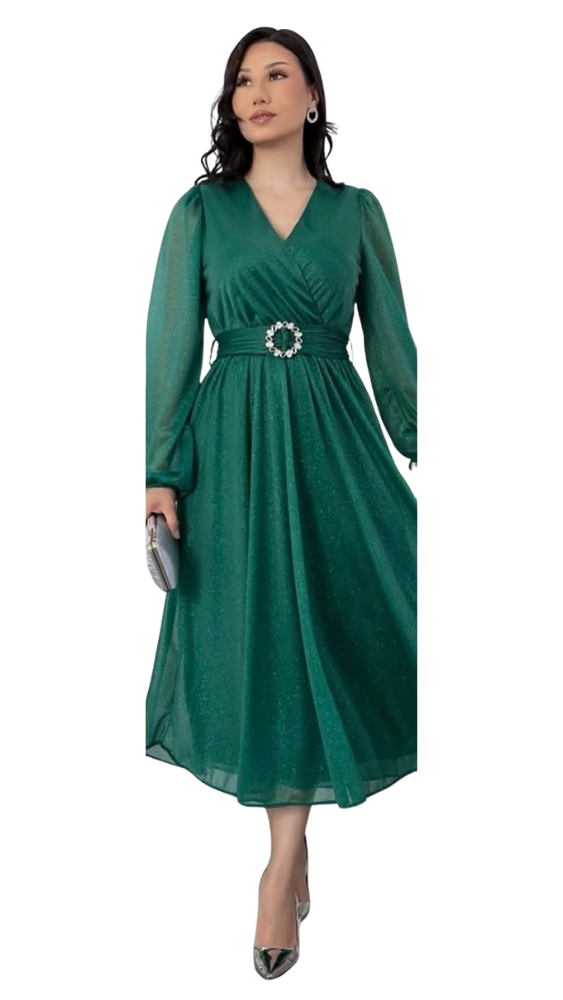 OLMERIA | ELEGANCKA SUKIENKA MIDI Z PASKIEM