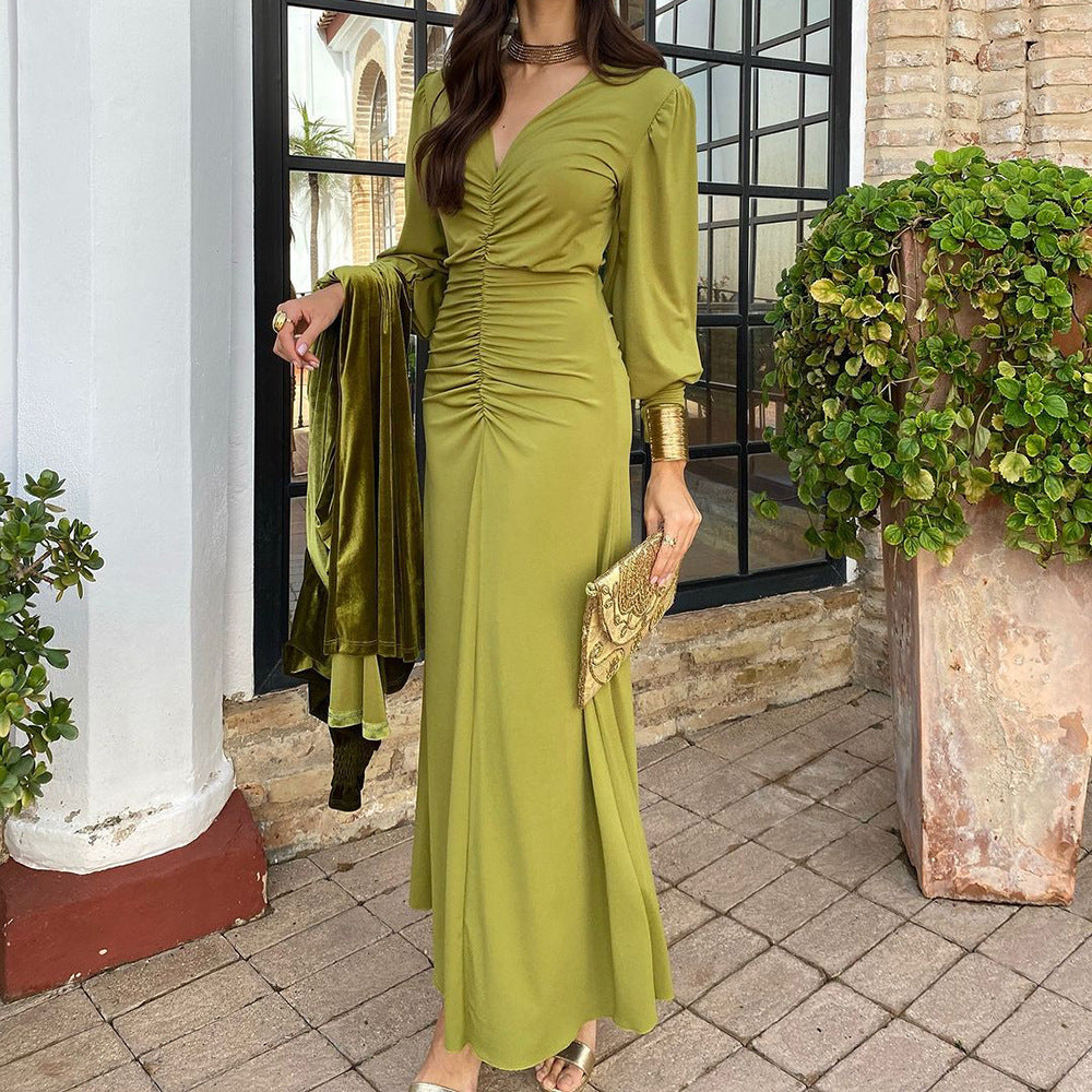 ORABELLA | ELEGANCKA DŁUGA SUKIENKA Z DŁUGIM RĘKAWEM