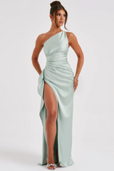FAUSTYNA | ELEGANCKA SATYNOWA SUKNIA MAXI