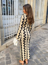 ALEKSANDRA | SUKIENKA MAXI DZIANINOWA Z ELEGANCKIMI WYCIĘCIAMI